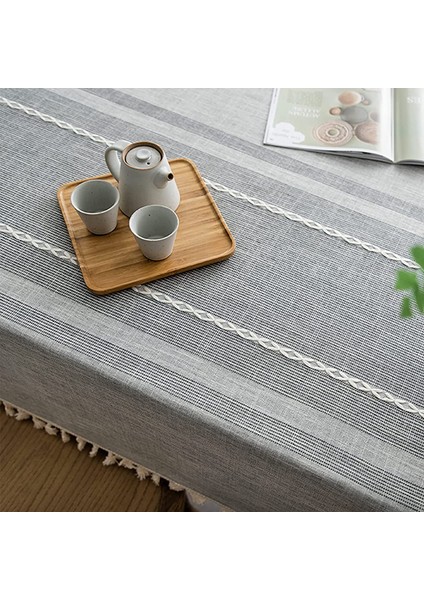 140X300CM Dikdörtgen Keten Masa Örtüsü (Gri) (Yurt Dışından) indirimleri