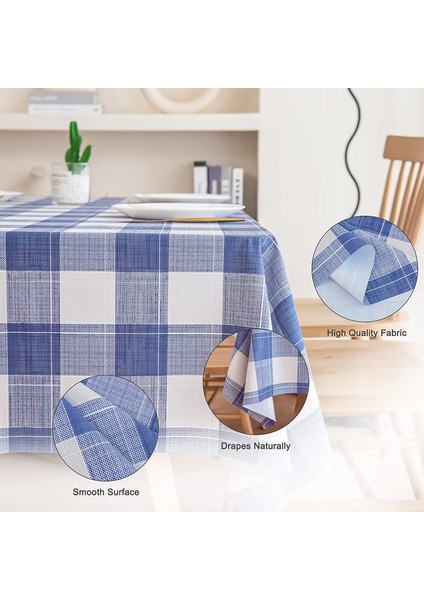 Masa Örtüsü 140X140CM Pvc Mavi Izgara (Yurt Dışından) fiyatları
