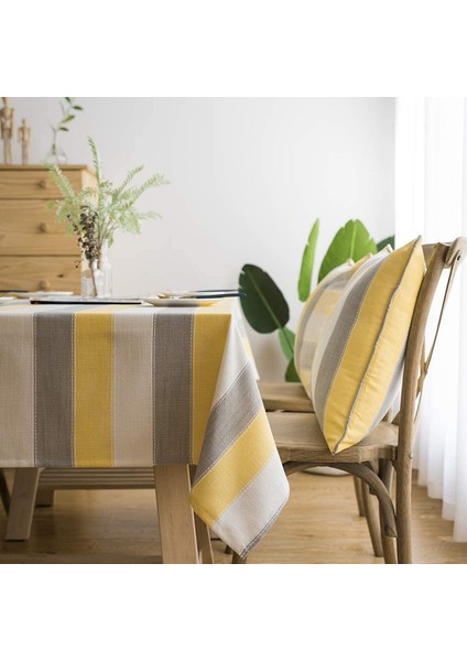 135*135 cm Üç Renkli Çizgili Dikdörtgen Masa Örtüsü (Yurt Dışından) fırsatları