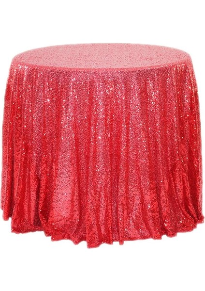 120CM Art Payet Yuvarlak Masa Örtüsü (Kırmızı) (Yurt Dışından)