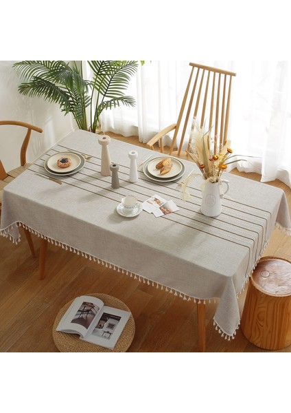Çizgili Masa Örtüsü (Köri, 110*170CM) (Yurt Dışından) fiyatları