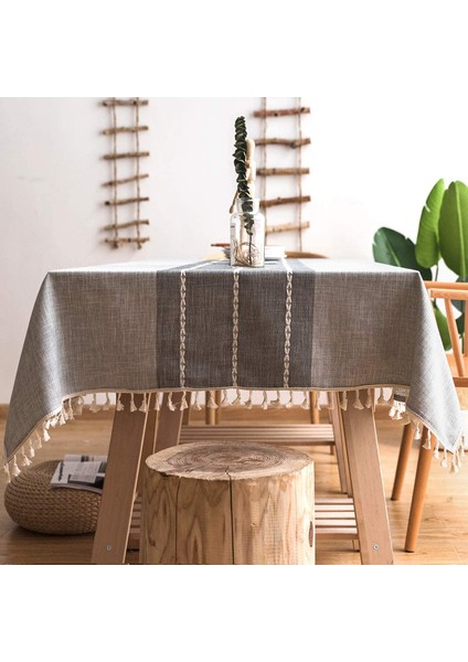 Saçaklı Masa Örtüsü 140X240 cm (Gri) (Yurt Dışından) fiyatları