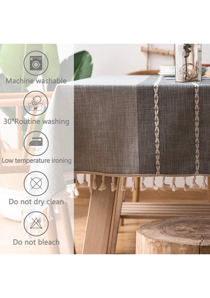 Saçaklı Masa Örtüsü 140X240 cm (Gri) (Yurt Dışından) indirimleri