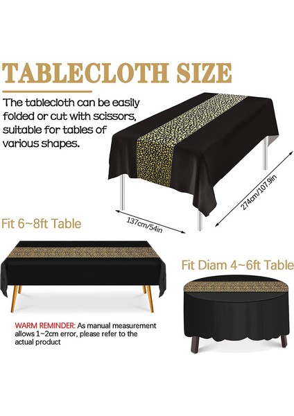 3x 137X274CM Tek Kullanımlık Masa Örtüleri Siyah-Altın (Yurt Dışından) fiyatları
