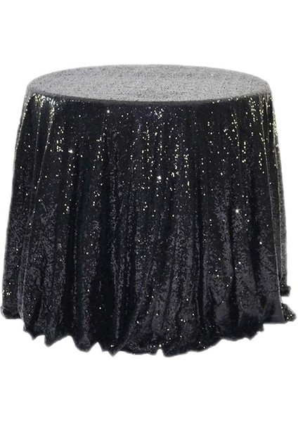 120CM Art Payet Yuvarlak Masa Örtüsü (Siyah) (Yurt Dışından)