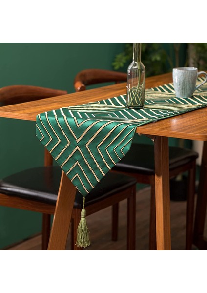 Jakarlı Masa Bayrağı (Yeşil 32*120CM) (Yurt Dışından)