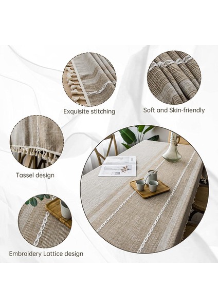 140X180CM Dikdörtgen Keten Masa Örtüsü (Kahverengi) (Yurt Dışından) fırsatları