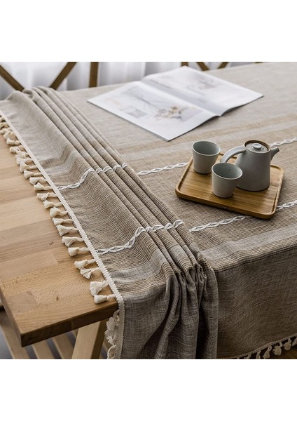 140X300CM Dikdörtgen Keten Masa Örtüsü (Kahverengi) (Yurt Dışından) fırsatları