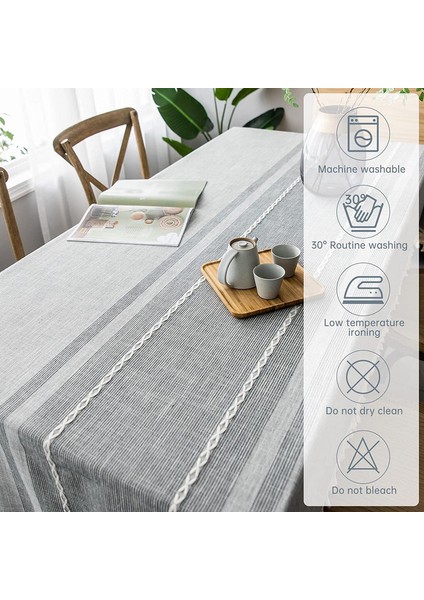 140X220CM Dikdörtgen Keten Masa Örtüsü (Gri) (Yurt Dışından) indirimleri
