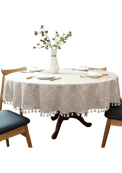Pamuk-Keten Masa Örtüsü (C Tipi, 120 cm Çap) (Yurt Dışından)