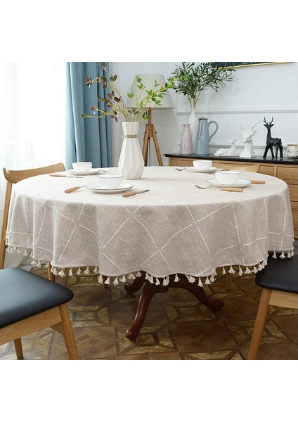 Pamuk-Keten Masa Örtüsü (C Tipi, 120 cm Çap) (Yurt Dışından) fiyatları