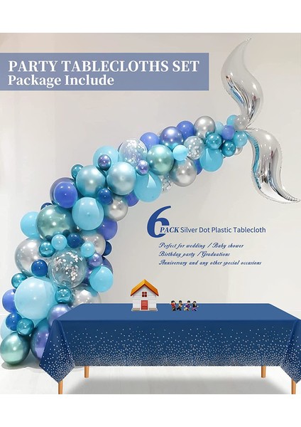 6x 137*274CM Tek Kullanımlık Masa Örtüleri (Gümüş Mavisi) (Yurt Dışından)