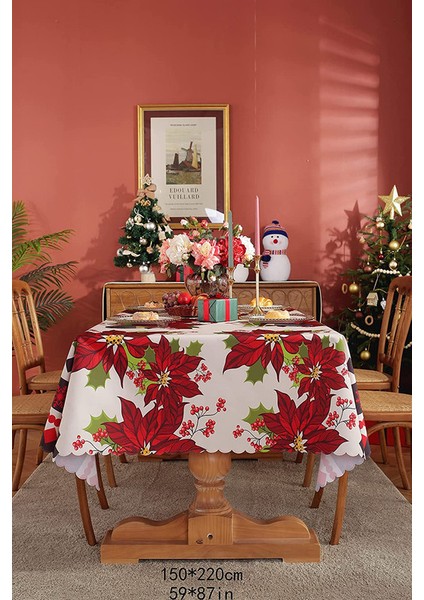 Noel Masa Örtüsü Dikdörtgen Kırmızı 150X220CM (Yurt Dışından) fiyatları