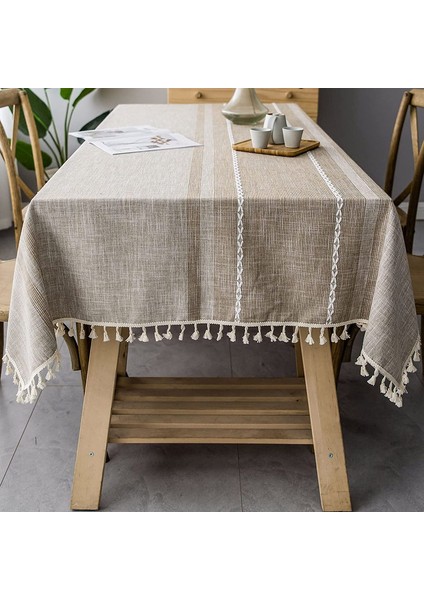 140X260CM Dikdörtgen Keten Masa Örtüsü (Kahverengi) (Yurt Dışından) fiyatları