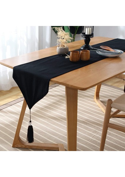 Minimalist Masa Bayrağı (Siyah, 33X180CM) (Yurt Dışından)