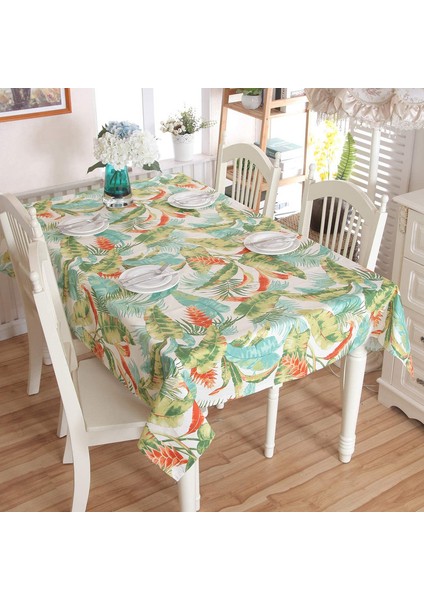 Masa Örtüsü 140X220CM Muz Yapraklarından Oluşan Tropikal Desen (Yurt Dışından)
