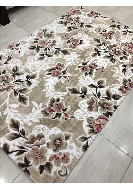 Anka 2879 Vizon 150X230 Pembe Çiçekli 4 M2 Halı modelleri