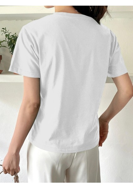 Kadın Beyaz Sunshine Baskılı Oversize Tişört fiyatları