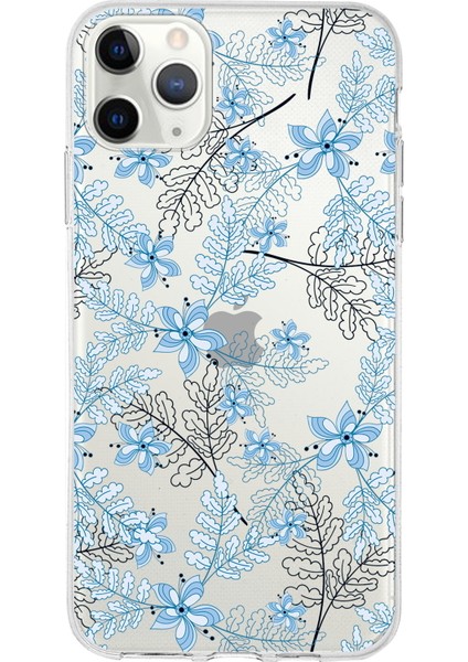 Apple iPhone 11 Pro Max Uyumlu Kapak Floral Colors Tasarımlı Şeffaf Silikon Kılıf