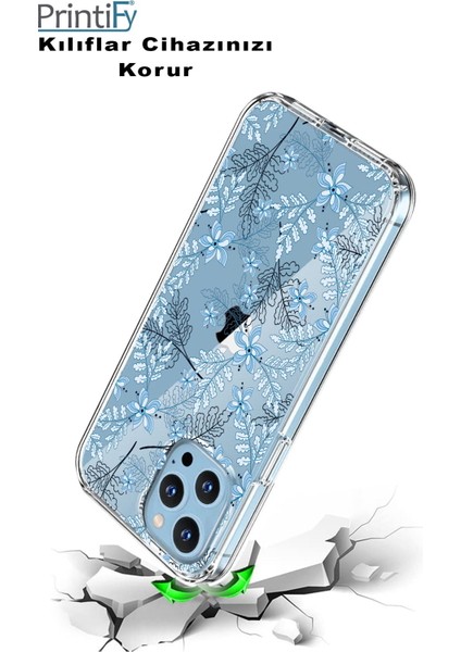 Apple iPhone 11 Pro Max Uyumlu Kapak Floral Colors Tasarımlı Şeffaf Silikon Kılıf modelleri