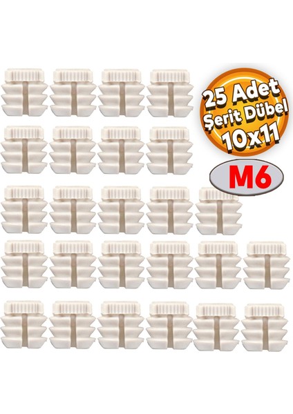 Şerit Dübel 10X11 Plastik M6 (25 Adet)