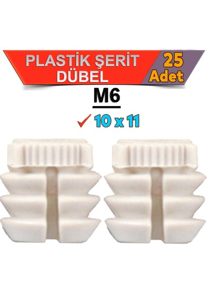 Şerit Dübel 10X11 Plastik M6 (25 Adet)