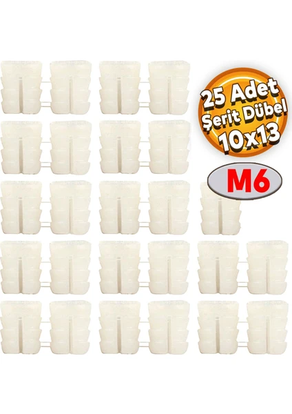 Şerit Dübel 10X13 Plastik M6 (25 Adet)