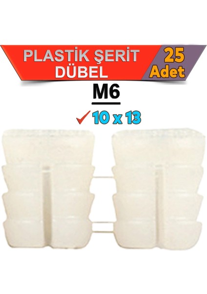 Şerit Dübel 10X13 Plastik M6 (25 Adet)