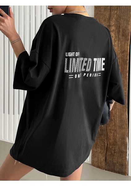 Kadın Oversize Limited Time Baskılı Tshirt