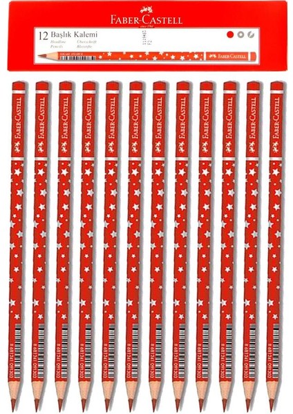 Kırmızı Başlık Kalemi Yıldız 12 Adet Faber Kırmızı Başlık Kalemi Yıldız Desenli modelleri