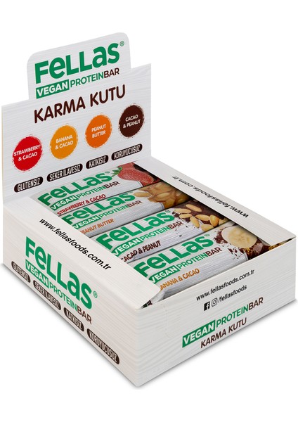 Vegan Protein Bar 40G Karma Kutu 12 Adet (4 Çeşit)