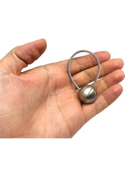 Yuvarlak Top Başlıklı Çelik Ipli Anahtarlık