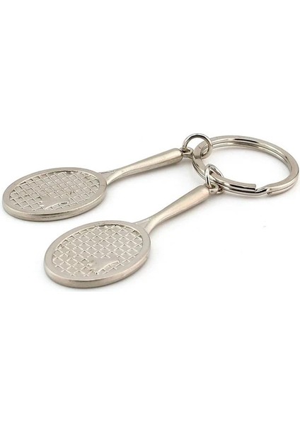 Tenis Roketi 2'li Metal Anahtarlık