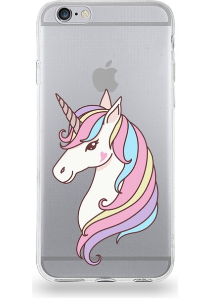 Apple iPhone 6s Uyumlu Kapak Unicorn Tasarımlı Şeffaf Silikon Kılıf