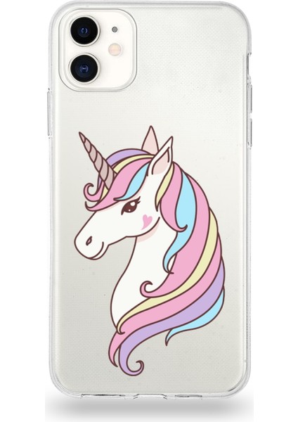 Apple iPhone 11 Uyumlu Kapak Unicorn Tasarımlı Şeffaf Silikon Kılıf