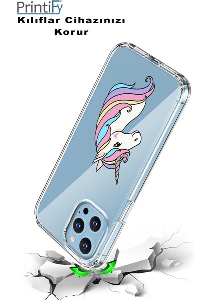 Apple iPhone 11 Uyumlu Kapak Unicorn Tasarımlı Şeffaf Silikon Kılıf