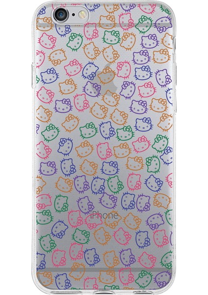 Apple iPhone 6s Uyumlu Kapak Hello Kitty Tasarımlı Şeffaf Silikon Kılıf