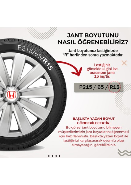 Honda City 14 Inç Uyumlu Jant Kapağı 4'lü Takım Gri 2414