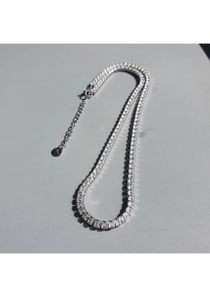 Menzacollection Su Yolu Kolye, Çelik Su Yolu Kolye, Gümüş Renk Kolye, Pırlanta Görünümlü Kolye 40+5 cm fiyatları
