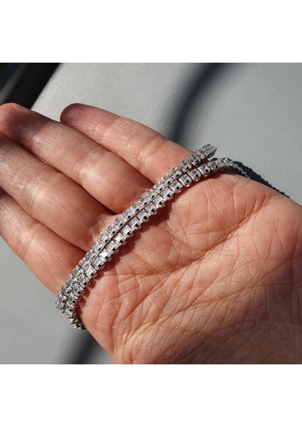 Menzacollection Su Yolu Kolye, Çelik Su Yolu Kolye, Gümüş Renk Kolye, Pırlanta Görünümlü Kolye 40+5 cm fırsatları