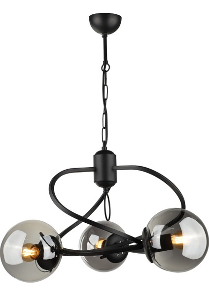 Büklüm 3.lü Avize Siyah Füme Cam fiyatları