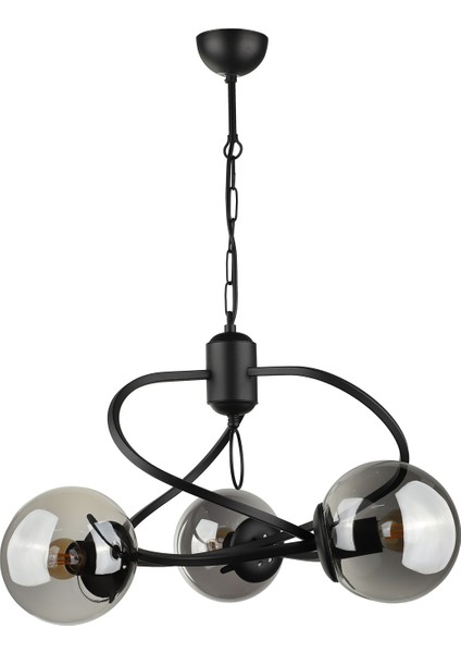 Büklüm 3.lü Avize Siyah Füme Cam modelleri