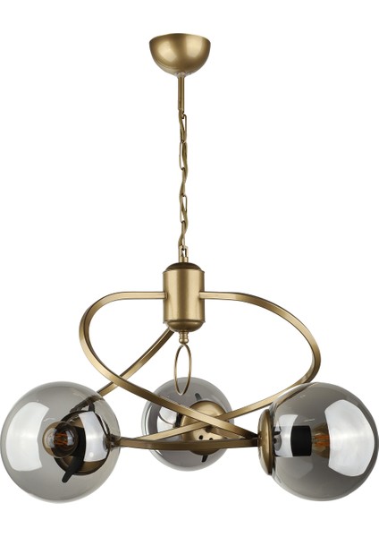 Büklüm 3.lü Avize Eskitme Füme Cam modelleri