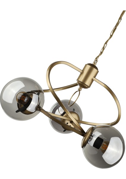 Büklüm 3.lü Avize Eskitme Füme Cam fırsatları