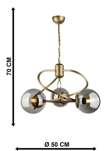 Büklüm 3.lü Avize Eskitme Füme Cam indirimleri