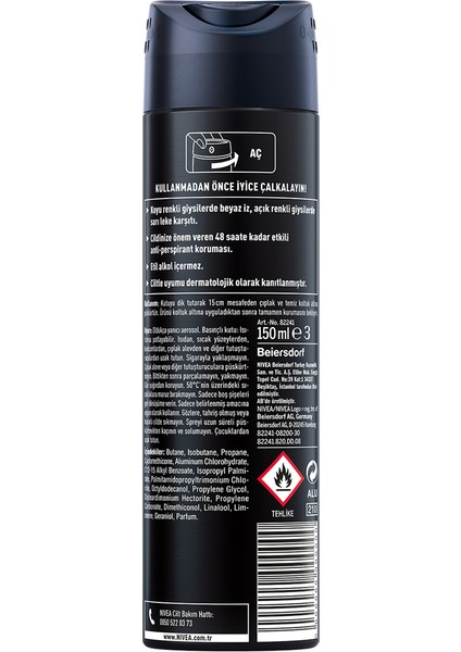 Men Erkek Sprey Deodorant Black&White Invisible Original 48 Saat Anti-Perspirant Koruma 150 ml x 5