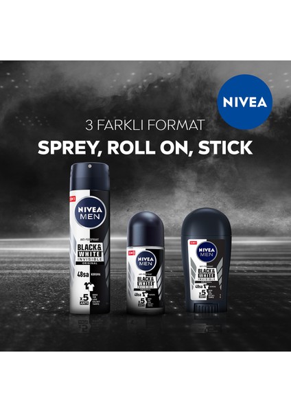 Men Erkek Sprey Deodorant Black&White Invisible Original 48 Saat Anti-Perspirant Koruma 150 ml x 5