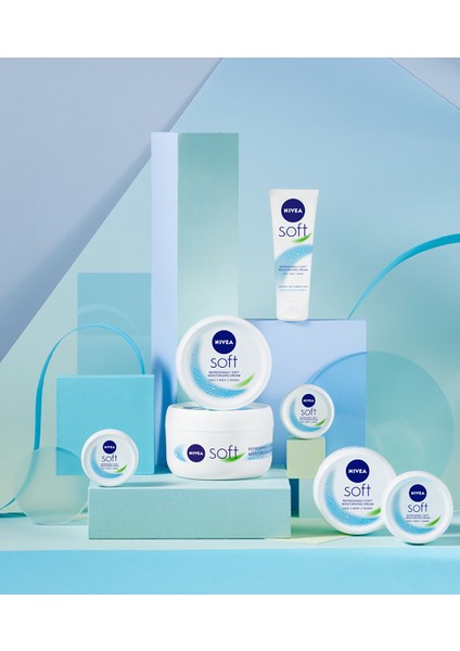 NIVEA Soft  200 ml x2 Adet,Nemlendirici El,Yüz ve Vücut Bakım Kremi