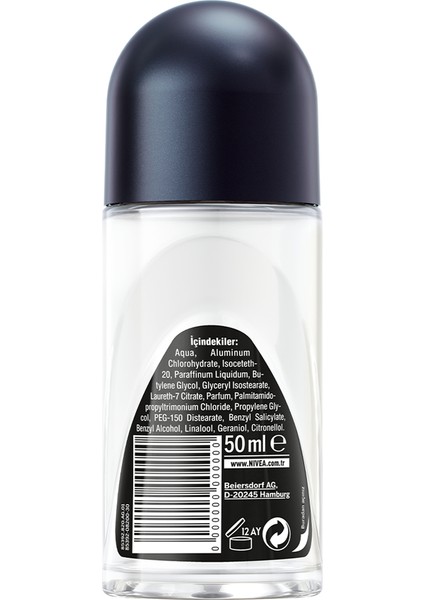 Men Black & White Invisible Güçlü Etki Erkek Roll On Deodorant 50 ml x3 Adet,48 Saat Anti-perspirant Koruma