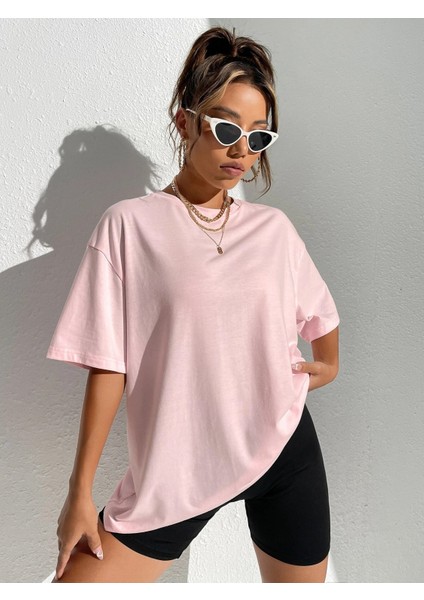 Kadın Happy Crowt Baskılı Oversize Tişört modelleri